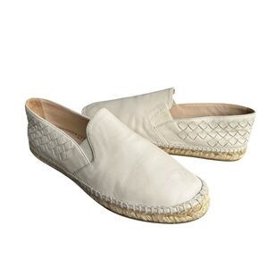 Bottega Veneta Intrecciato Woven Leather Espadrile Off White